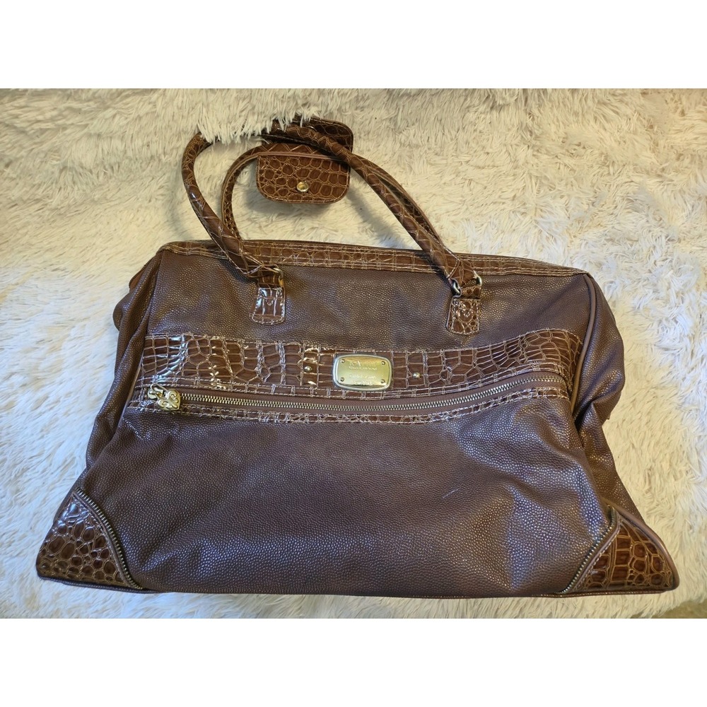 Vintage Spacious Kathy Vam Zeeland Reptile Print Gym Bag